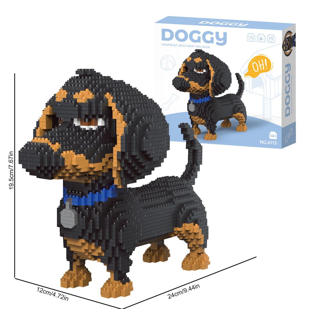Diy Puzzle Assembly Pet Dog Building Block Simulation Cat Model Children Assembly Miniature Building Block Toy