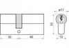 Lock insert 3040 mm Satin nickel 3 keys