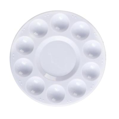 Paletă rotundă pentru acuarelă cu 10 alveole, 17cm, Vas mare de amestecare, Materiale artistice pentru studenți, Plastic PP