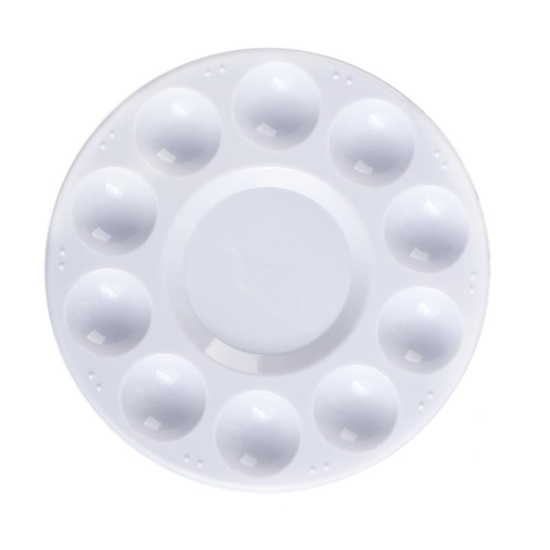 10-Well Round Watercolor Palette, 17cm, Large Mixing Dish, Student Art Supplies, PP Plastic