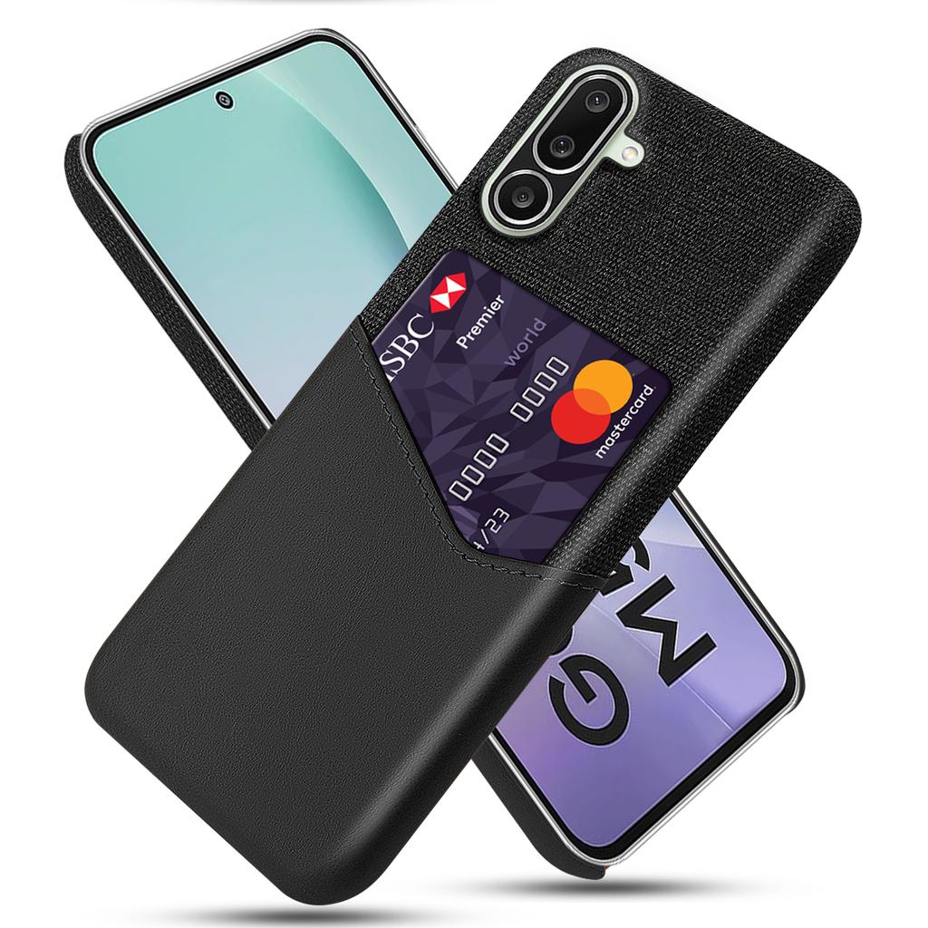 For Samsung Galaxy M56 5G Case PU Leather Cloth Texture Hard PC Phone Cover with Card Holder