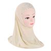 Beautiful Cute Girl Rhinestones Hijab Simple Flower Head Wrap Polyester Easy Pull-On Pray Hat Children