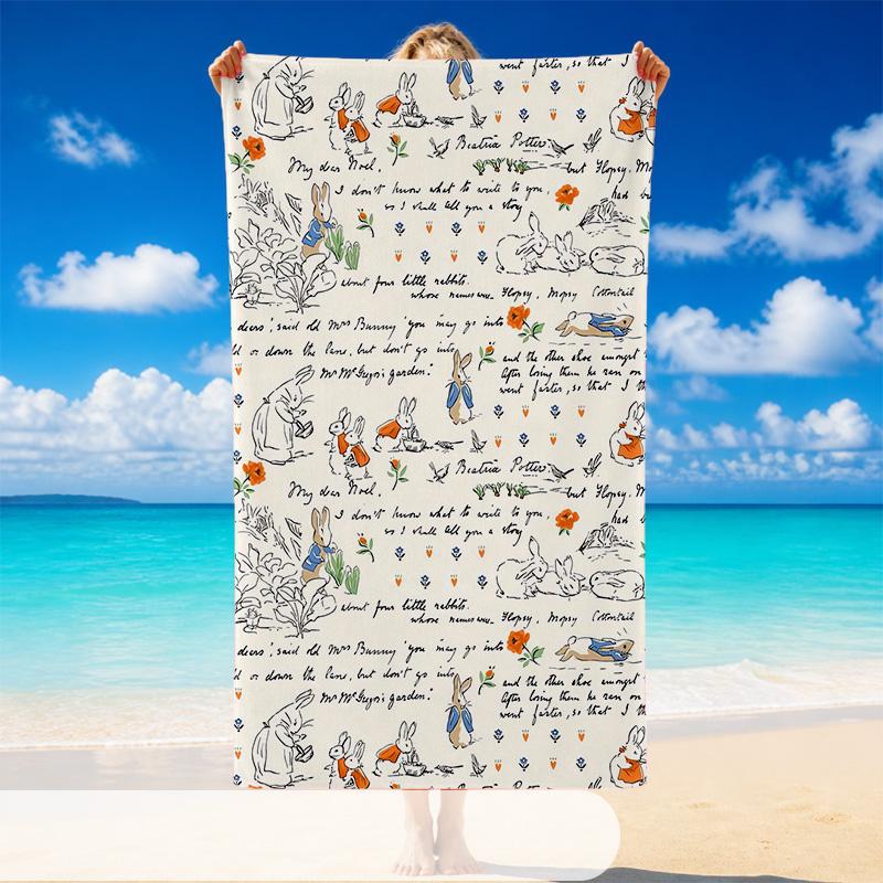 Quick Dry Beach Towel Peter Rabbit Pattern, Lightweight Absorbent Towel for Pool Beach Vacation Use