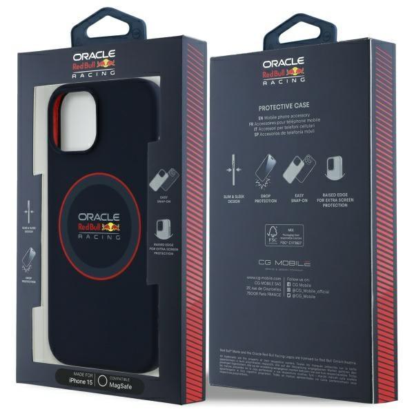 Red Bull Rbhmp15S24Siilvr Iphone 15 6.1 Hardcase Granatowy/Navy Silicone Red Ring Magsafe