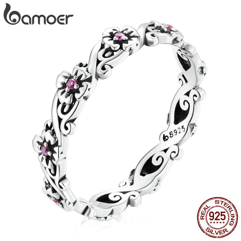 

Bamoer Retro 925 Sterling Silver Vintage Pattern Ring for Women Original Design Ring Fine Jewelry Anillos Silver Gift 7