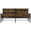 Metal Bed Frame without Mattress Smoked Oak Finish 183 x 213 cm