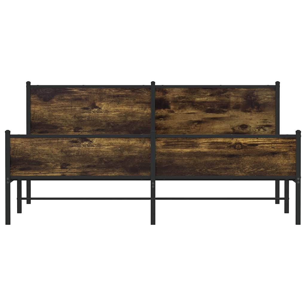 Metal Bed Frame without Mattress Smoked Oak Finish 183 x 213 cm