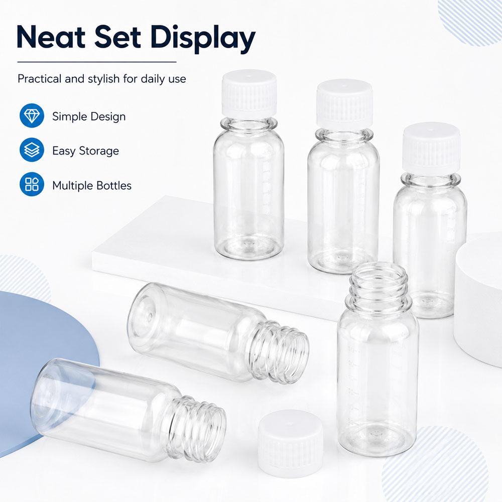 4PCS 60ML Small Plastic Bottles Ginger Shot Bottles With Caps Mini Juice Bottles Reusable Liquid Bottle Container Leak Proof