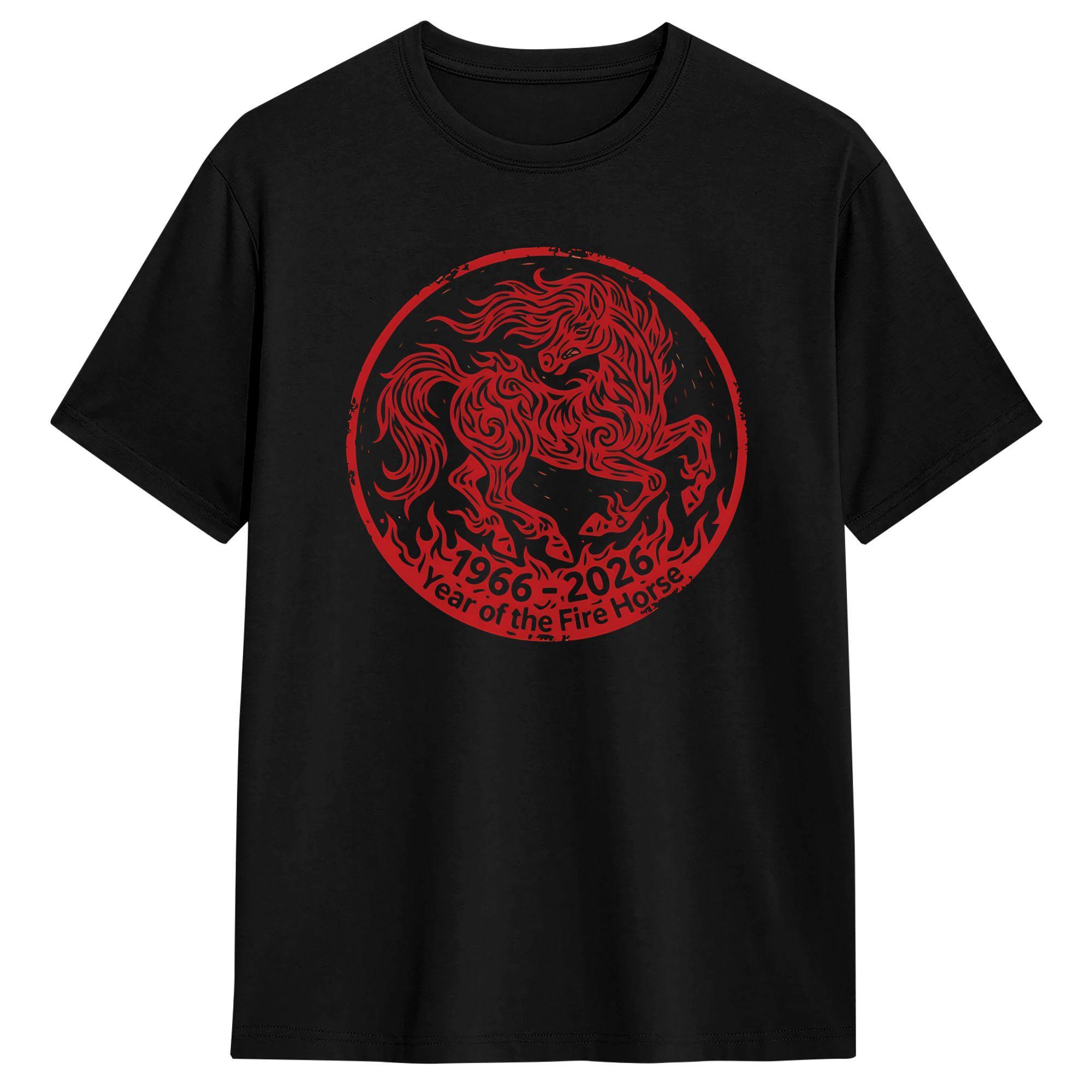 Year of The Horse 1966 Fire Horse 1966 T Shirts for Unisex Cotton Cool TShirt Round Neck Tee Shirt Short Sleeve Clothes Unique S