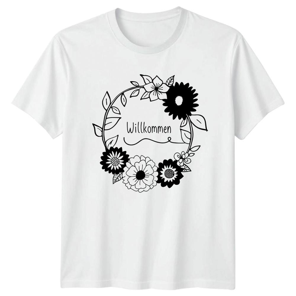 WillkomUnisex Unisexs TShirt GerUnisex Floral Wreath Housewarming Gift For Her S