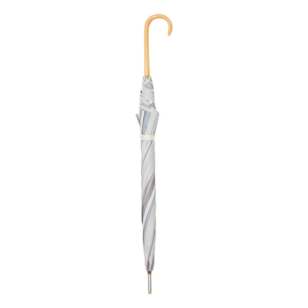 Waterfront Long Rain Airy Light Sheer Stripe Sesame Slim and Suitable for Strong Umbrella, Umbrella, Latte, 58cm, Lightweight, Windproof, Winds,