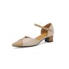 Fashion 2024 New Women Genuine Leather Pumps Square Heel Pointed Toe Party Wedding Shoes Woman Pointed Toe Night Club Prom Pumps