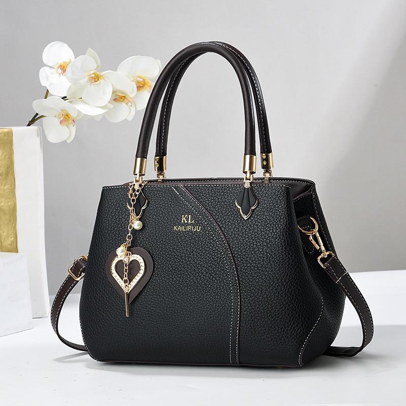 Stylish Color Block Shoulder Bag Versatile Fashionable Handbag For Women With Zipper Closure Black