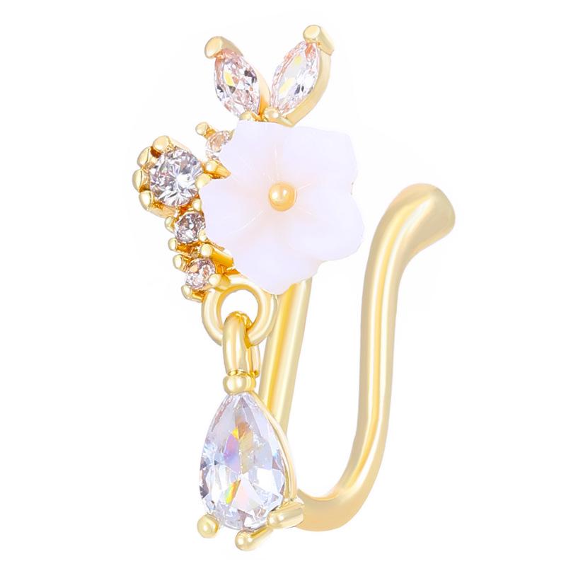 Trendy U-Shaped Copper Zircon Nose Ring - No Piercing Required