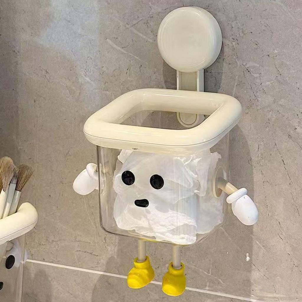 Suction Towel Storage Box Batoom Vani Recycled Tissue Holder No Drilling Wall-Mounted Suction Cup Elfs For Batoom Organization