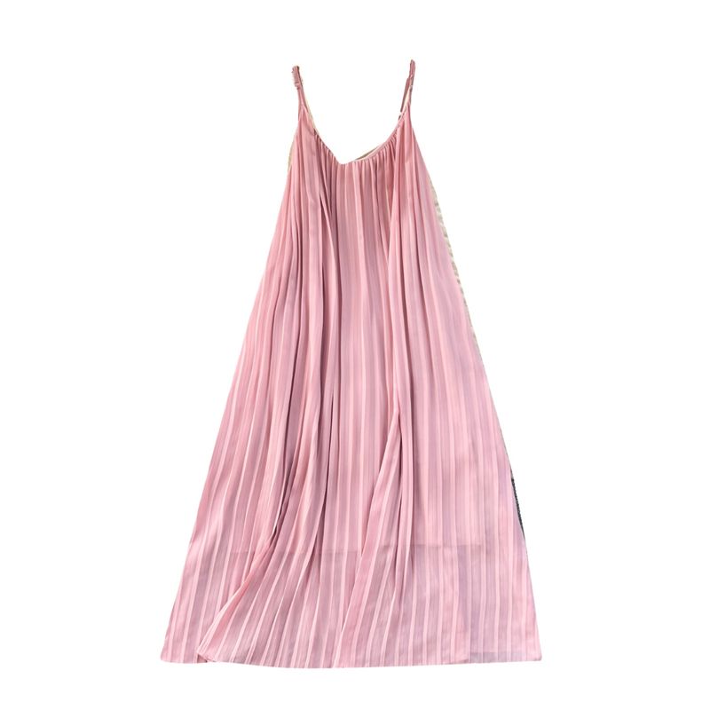 Idle Style Chiffon Pleated Long Sling Vacation Skirt