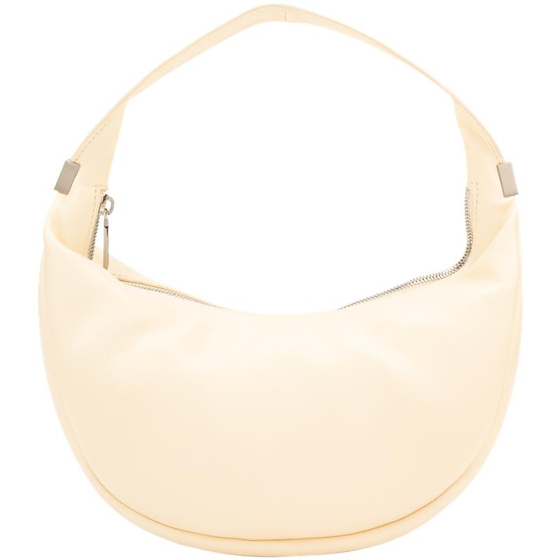 

Calvin Klein Minimalist Commuter Pleated Zipper Underarm Bag Crescent Bag Women Shoulder Bag Vanilla-White 4F3010G-QER QER-Vanilla White