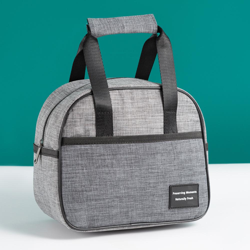 Oxford Fabric Portable Handheld Lunch Bag Insulated Cooler Bag with Front Pocket and Dual Handles for Food Storage and Transportation