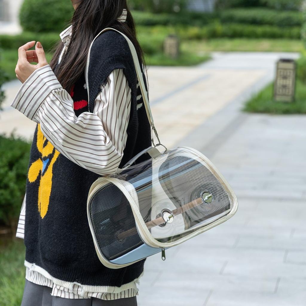 Portable Pet Outgoing Carrier Bag Adjustable Strap Crossbody Carry Cage for Hamster Parrot Chinchilla Ferret Outdoor Walking