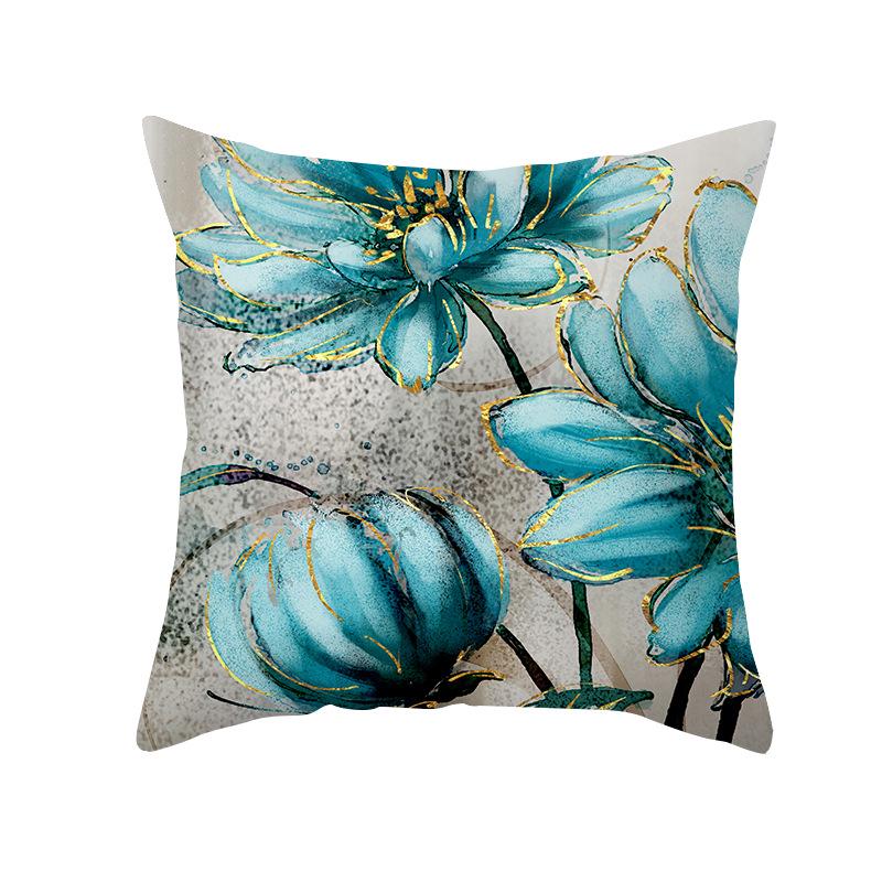 Peach Skin Ginkgo Leaf Pillowcase - Green Plant Design Sofa Cushion Cover for Living Room