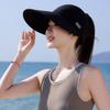 Women Empty Top Wide Brim Sun Hat Foldable Ponytail Cap UV Protection Windproof Hard Brim Adjustable Beach Riding Summer Hat