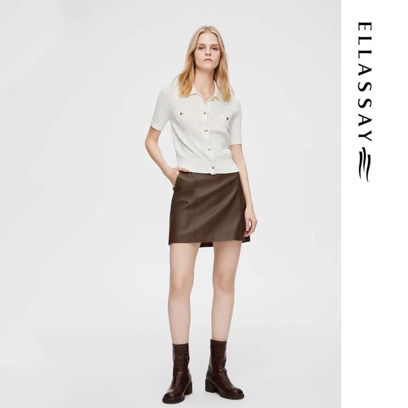 ELLASSAY Women's French Style Short Sleeve Modal Knit Polo Shirt