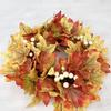 American Fall Halloween Harvest Maple Leaf Wreath Door Pumpkin Pendant White Pulp Fruit Wreath Door Decoration