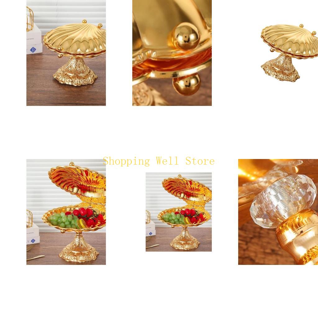 KX4B Elegant European Shell Pedestal Fruit Bowl In Premium Zinc Alloy for Stylish Dining and Multifunctional Storage Solution.