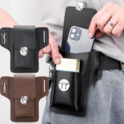 1PC Vintage PU Leather Waist Bag Cellphone Loop Holster Mens Belt Bag Phone Pouch Wallet