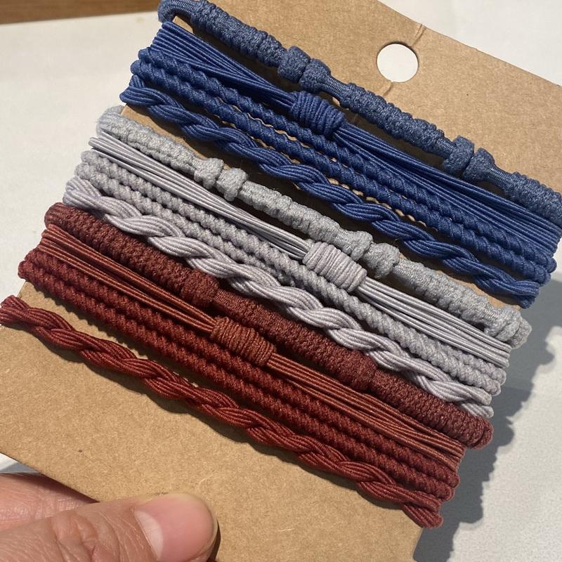 12 pcs Boho bracelet hair ties for women elastic hair rubber bands girls black Bracelet  hair rope Ponytail Holder hairbands