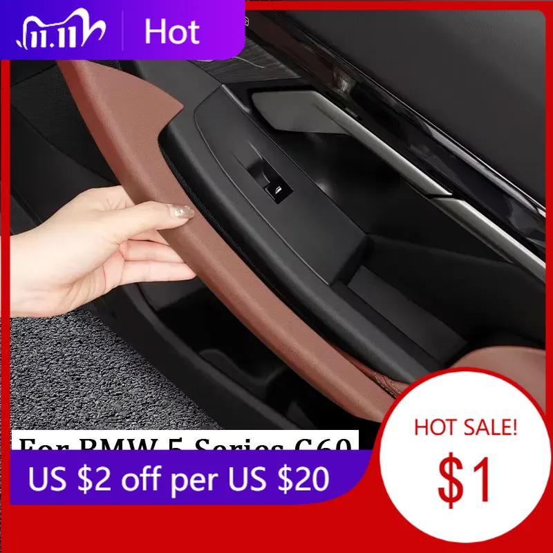 2025 Hot Car Interior Door Handle Protect Cover ABS Inner Door Pull Trim Decora Stickers For BMW 5 Series G60 2024 Auto Styling