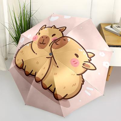 Reiseregenschirm mit Capybara-Motiv - 8 Rippen, Automatisches Öffnen und Schließen, Tragbares faltbares Design, Kompakter und stilvoller Schirm für unterwegs