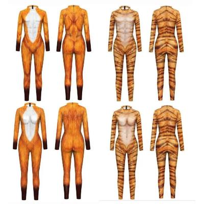 Cosplay Animal The Giraffe Tiger Wolf Skin Couple Bodysuits Costume Jumpsuit Men Women Outfits Performance Zentai Suit