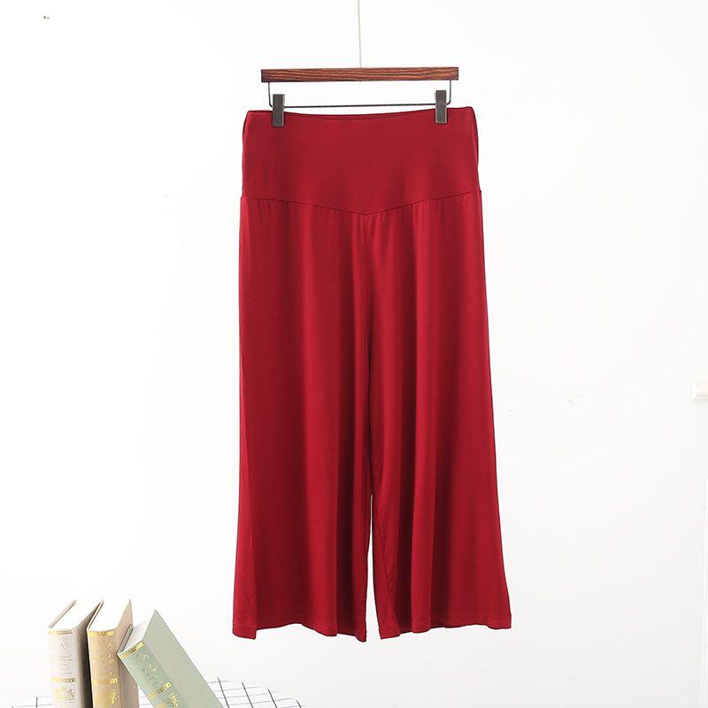 

Spring and Summer Modal Loose Pants Loose Plus Size Casual Women s High Waist Cropped Straight-Leg Slimming Thin Wide Leg Sports Pants Burgundy XXL 75.00 kg-92.50 kg