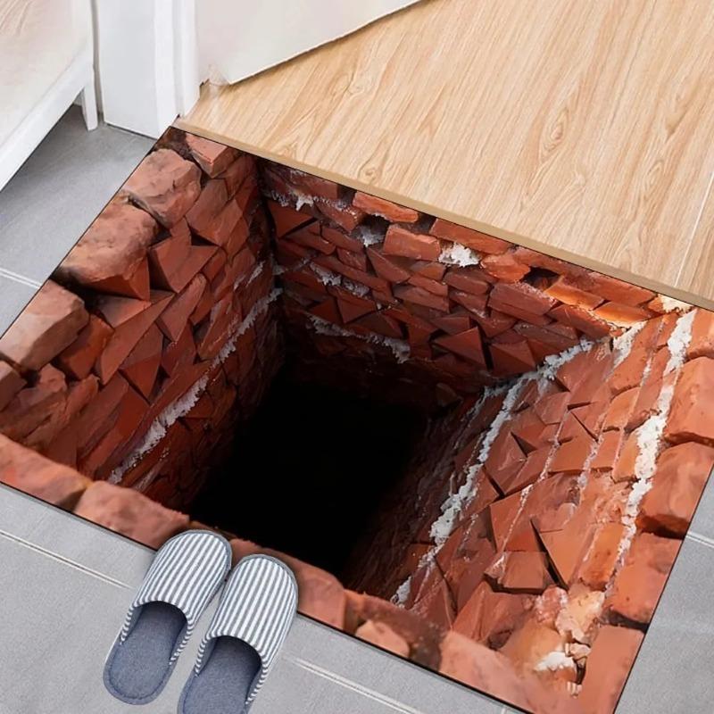3D Optical Illusion Trap Cat Door Mat Living Room  Bedroom Entrance Rug Non-Slip Kitchen Bathroom Doorway Decor Rug