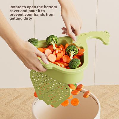 1 Click Open Triangle Sink Basket Strainer Drain Rack Wall Mounted Organizer for Kitchen Dishwashing Vegetables No Drill Storage