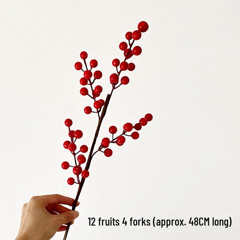 Fortune Fruit Europäischer Stil Künstliche Stehende Rote Beeren Akazienblüten-Arrangement