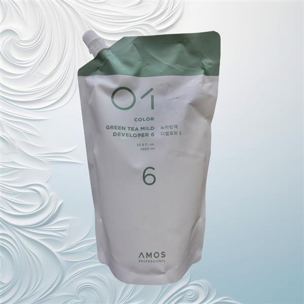 Amos Green Tea Basic Cover Dye 8.3 Gold Light Brown 5ea + Developer (Oxidizer Bleaching Agent) + 80 Container + Random 1ea