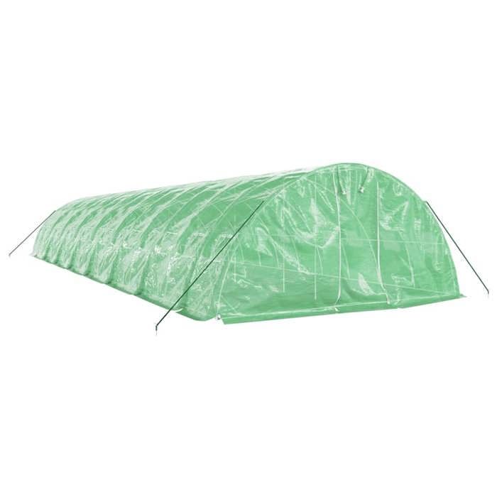 VidaXL Serre avec cadre en acier vert 80 m² 16x5x2,3 m, polytunnel, serre à cadre froid, serre pour tomate, serre de jardin, 3188089