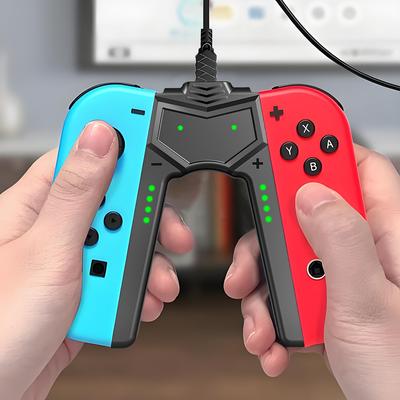 Portable V Shaped Charging Grip Dock for Nintendo Switch OLED Joy Con Play While Charging with LED Indicators
