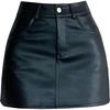 Plus Size Black PU A-line High Waist Skirt for Autumn/Winter