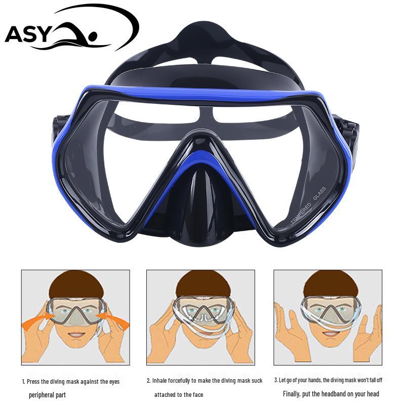 Maschera da Immersione in Silicone per Bambini e Adulti con Snorkel - Lente in Vetro Temperato HD, Montatura Grande