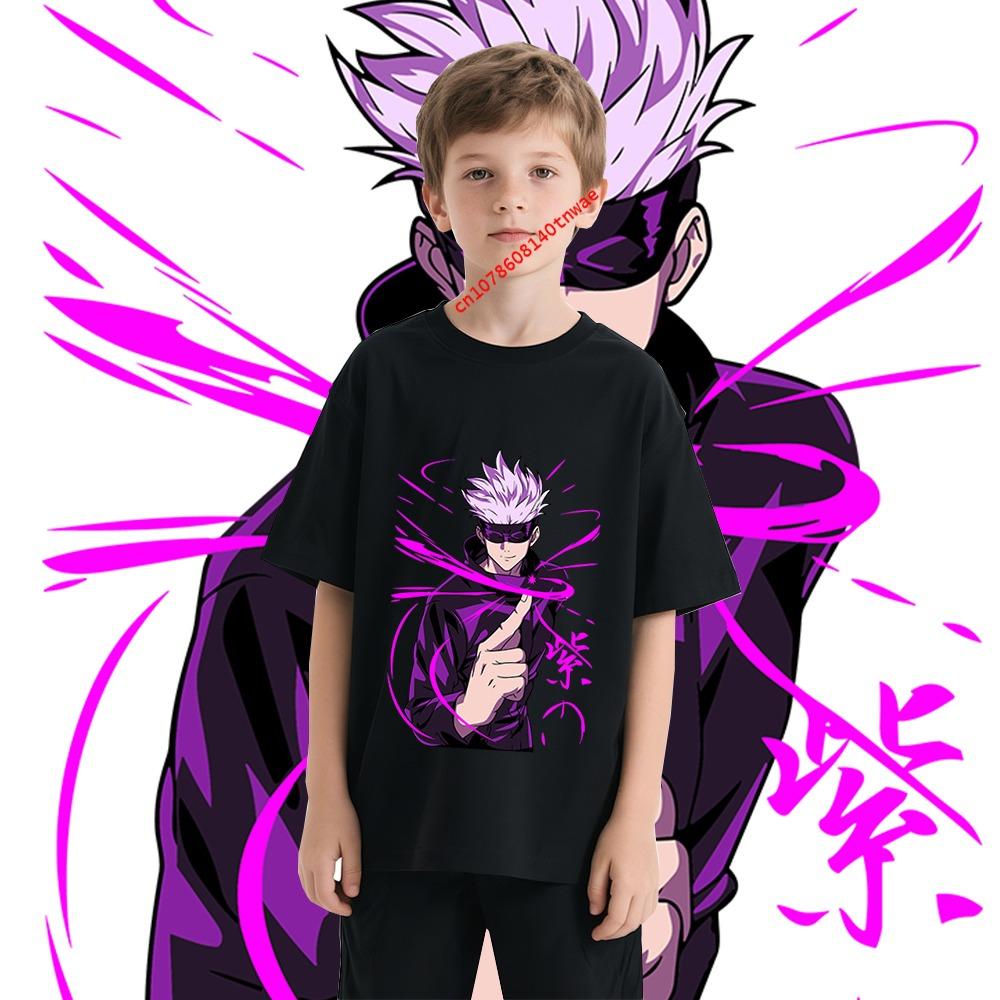 

2026 Jujutsu Kaisen Сатору Годжо 17 Аниме Принт Футболка для Мальчиков Повседневная Мультяшная Футболка Детская Одежда Мягкая Удобная 110