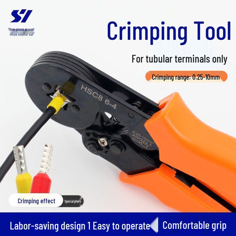 Tubular VE Terminal Crimping Tool - Four-Sided Pin-Type Wiring Pliers for Electricians