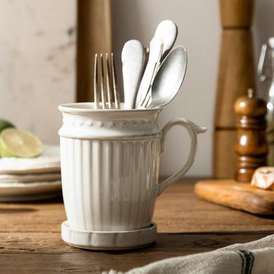 Sseuim Grace Cutlery Container, Ivory, 1 Piece, Korean Popular Tableware