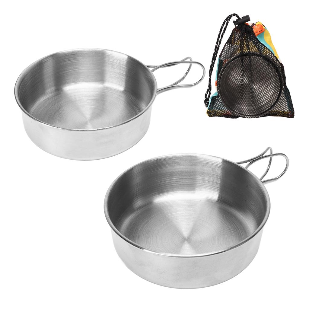 Zewnętrzna miska ze stali nierdzewnej Przenośna mini miska kempingowa ze składanym uchwytem na naczynia kempingowe