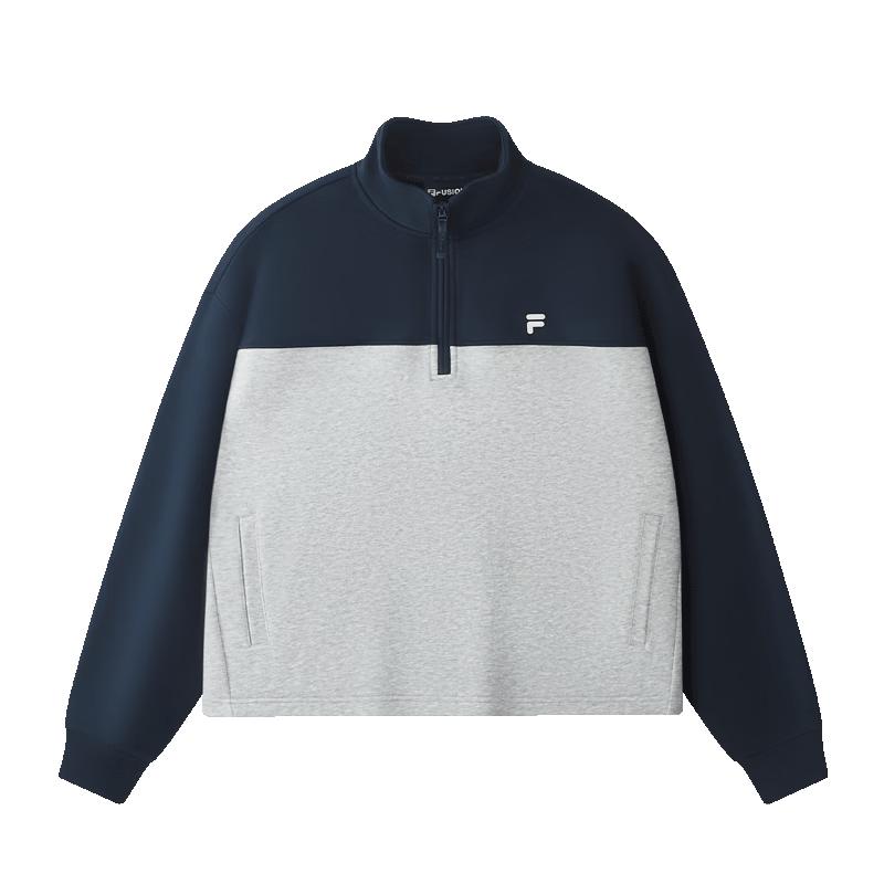 FILAFUSION Women s Knit Half-Zip Stand Collar Sweatshirt L