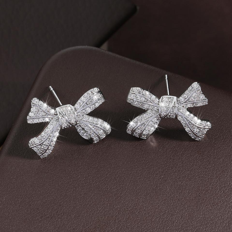 ZAKOL Romantic Bowknot Women Stud Earrings Full Paved Shiny Crystal Zircon Delicate Accessories Fashion Earring Zircon