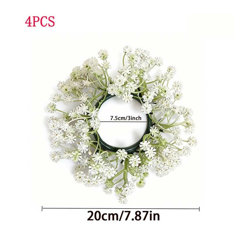 

4PCS Artificial Hydrangea Flower Wreath Candle Holder Ideal for Wedding European-style Decor Valentine s Day Party