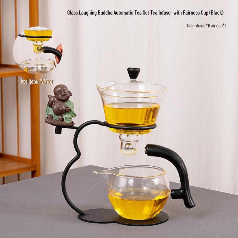 Heat-Resistant Glass Kung Fu Tea Set with Teacup, Teapot & Gaiwan - Automatic Household Set